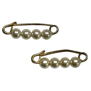 Two Vintage Safety Pin and Faux Pearl pins